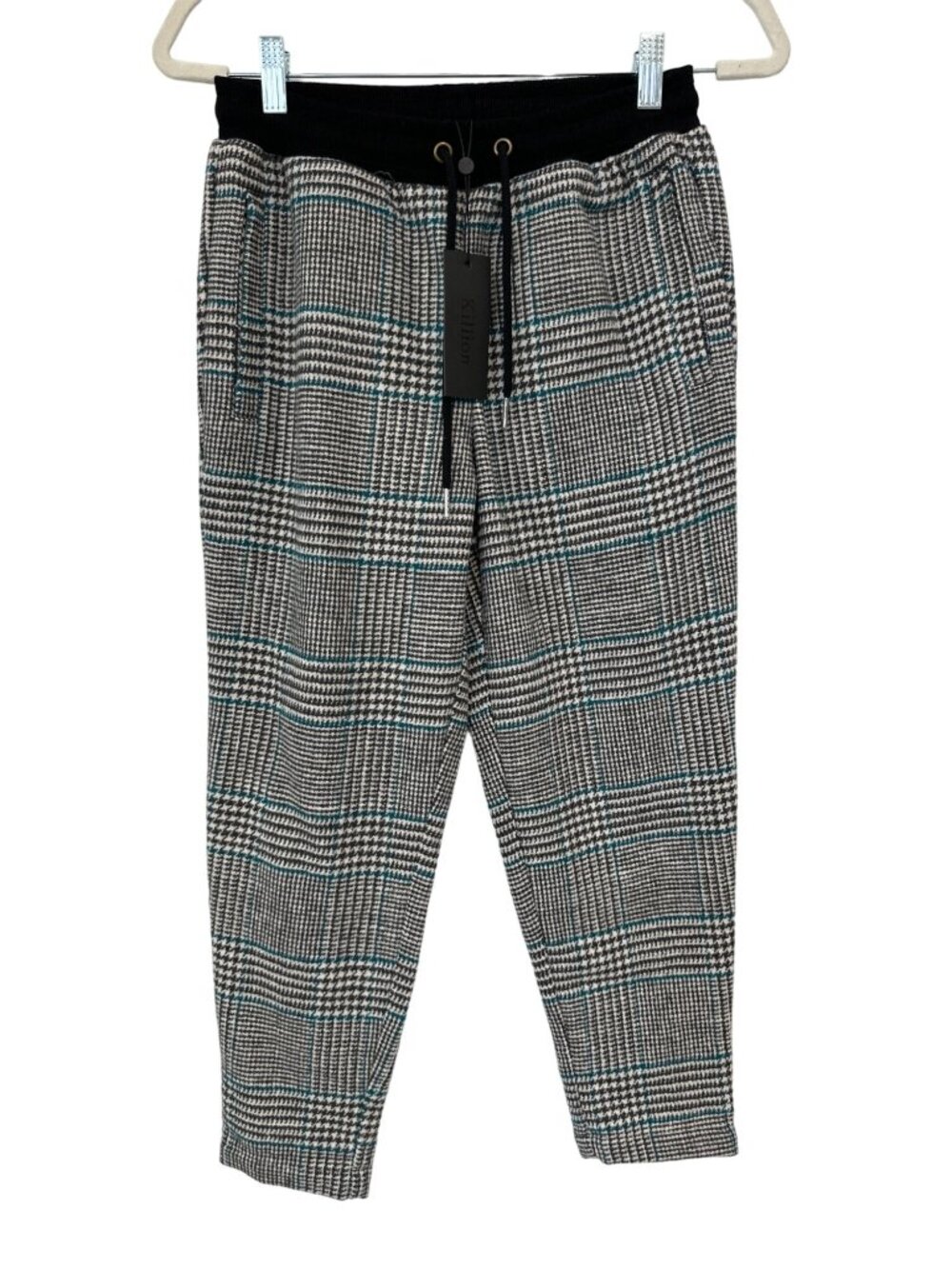 Killion Jogger Pants Size Small Houndstooth Plaid Drawstring Elastic Waist NEW